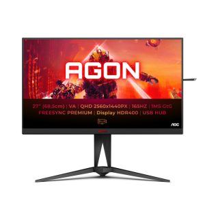 Monitor LED AOC AGON AG275QXN/EU de 27 pulgadas con resolución 2560 x 1440 Pixeles en Quad HD, color Negro y Rojo, ideal para gaming y productividad
