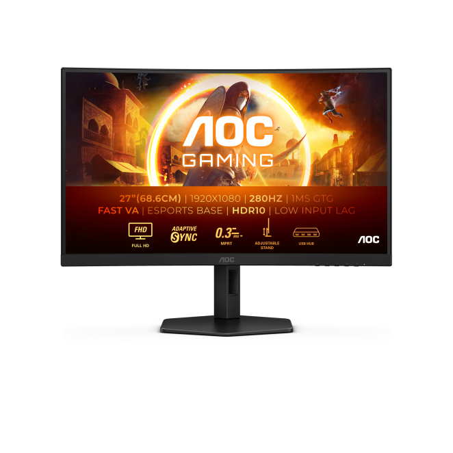 AOC G4 C27G4ZXU Monitor Full HD de 27 pulgadas Monitor AOC G4 C27G4ZXU de 27 pulgadas, resolución Full HD 1920 x 1080 píxeles, LED, color negro, SKU C27G4ZXU