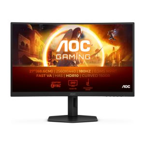 Monitor AOC G4 CQ27G4X, pantalla para PC de 27 pulgadas con resolución 2560 x 1440 Pixeles, Quad HD LCD, color negro, SKU CQ27G4X