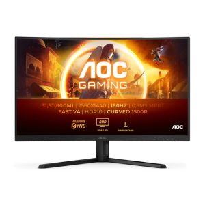 Monitor AOC G4 CQ32G4VE 31.5 pulgadas, resolución 2560 x 1440 Pixeles Quad HD, color negro y gris