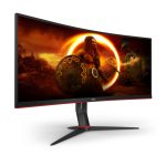 Monitor AOC G2 CU34G2X/BK, pantalla LED de 34 pulgadas con resolución Quad HD 3440 x 1440 pixeles en colores negro y rojo, SKU CU34G2X/BK