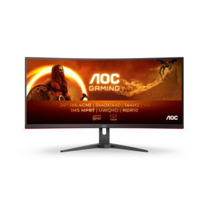AOC G2 CU34G2XE/BK, LED display de 86,4 cm (34 pulgadas), resolución 3440 x 1440 Pixeles, Wide Quad HD, color Negro y Rojo, CU34G2XE/BK