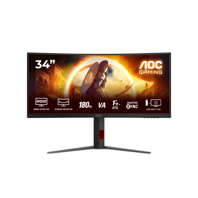 AOC G4 Monitor 34 pulgadas Wide Quad HD LED AOC G4 CU34G4 pantalla para PC de 34 pulgadas con resolución 3440 x 1440 pixeles, LED, colores negro y rojo