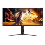 Imagen del monitor AOC G4 CU34G4Z de 34 pulgadas con resolución 3440 x 1440 pixeles y tecnología Wide Quad HD LED, SKU CU34G4Z, en colores negro y rojo
