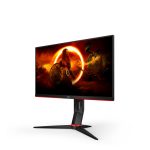 Monitor LED AOC de 23.8 pulgadas con resolución Quad HD 2560x1440, modelo Q24G2A/BK. Color negro y rojo, ideal para juegos y trabajo.