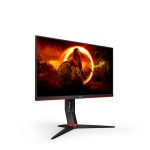 Monitor LED AOC de 23.8 pulgadas con resolución Quad HD 2560x1440, modelo Q24G2A/BK. Color negro y rojo, ideal para juegos y trabajo.