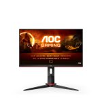 Monitor LED AOC de 23.8 pulgadas con resolución Quad HD 2560x1440, modelo Q24G2A/BK. Color negro y rojo, ideal para juegos y trabajo.