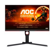 AOC G3 Q27G3XMN/BK pantalla para PC de 27 pulgadas con resolución 2560 x 1440 Pixeles y calidad 2K Ultra HD, color negro. Ideal para uso profesional y gaming.