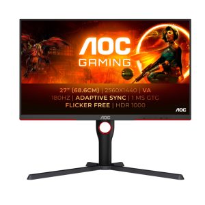 AOC G3 Q27G3XMN/BK pantalla para PC de 27 pulgadas con resolución 2560 x 1440 Pixeles y calidad 2K Ultra HD, color negro. Ideal para uso profesional y gaming.
