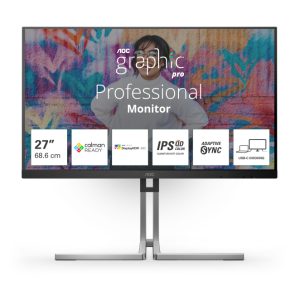 Monitor AOC Q27U3CV, pantalla de 27 pulgadas con resolución de 2560 x 1440 píxeles, 4K Ultra HD, color negro, SKU Q27U3CV