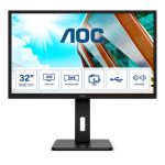 AOC P2 Q32P2, pantalla para PC de 31.5 pulgadas, resolución 2560 x 1440 pixeles, tecnología LED, color negro, modelo Q32P2