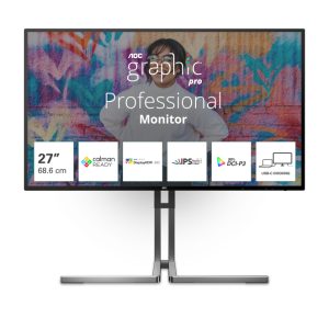 Monitor AOC U3 de 27 pulgadas con resolución 3840 x 2160 píxeles 4K Ultra HD, modelo U27U3CV, en color negro