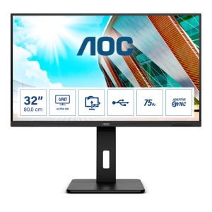 Monitor AOC P2 U32P2 de 31.5 pulgadas, resolución 3840 x 2160 píxeles, 4K Ultra HD, color negro, U32P2