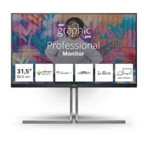 AOC U32U3CV pantalla para PC de 31.5 pulgadas con resolución de 3840 x 2160 Pixeles, 4K Ultra HD LCD en color negro