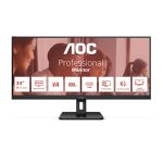 Monitor AOC U34E2M pantalla de 34 pulgadas con resolución 3440 x 1440 Pixeles Wide Quad HD en color negro. U34E2M