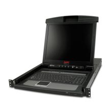 Consola de rack APC AP5808 de 43,2 cm (17 pulgadas) en color negro, SKU: AP5808. Ideal para gestión de cableado en centros de datos.
