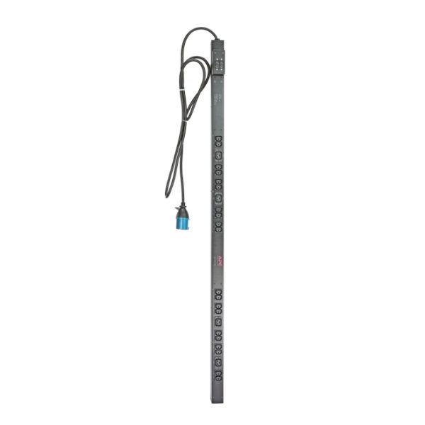Imagen de la unidad de distribución de energía APC RACK PDU BASIC ZERO U modelo AP7553 con 20 salidas C13 y 4 salidas C19, 32A, 230V, en color negro