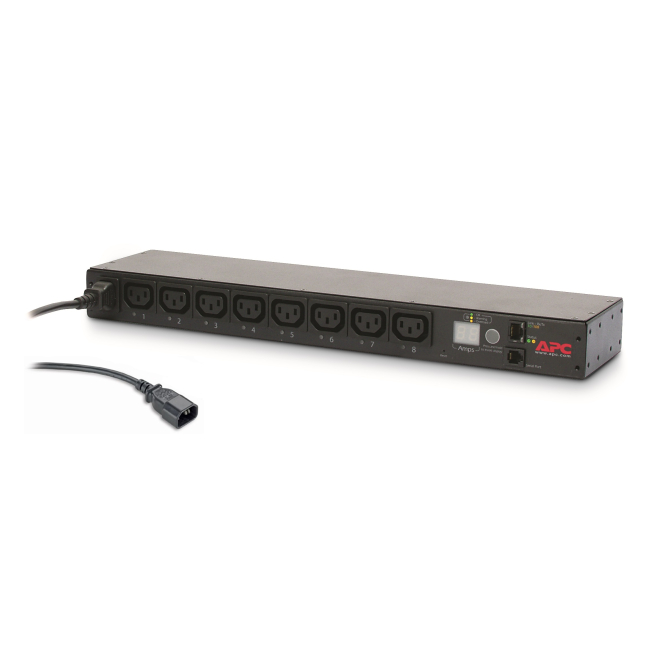 APC unidad de distribución de energía PDU 8 salidas AC montaje 0U/1U Imagen del APC AP7920B unidad de distribución de energía PDU con 8 salidas AC, montaje 0U/1U, de color negro. SKU: AP7920B