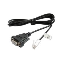 Imagen del cambiador de género de cable APC DB9 RJ45 en color negro, modelo AP940-0625A, ideal para configuraciones de cableado.