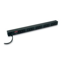 Unidad de distribución de energía APC Rack PDU Básica 10A 230V con 15 salidas AC, SKU AP9568. Color negro.