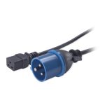 Cable APC C19/IEC309 de 2.5 metros en color negro. Ideal para conexiones de alta resistencia. SKU: AP9876