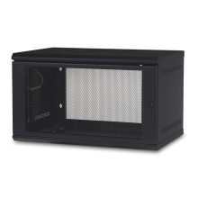 Armario rack APC AR106 de 6U montable en pared, color negro, perfecto para centros de datos pequeños. SKU: AR106