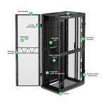 APC AR3347B2, armario rack de 52 unidades, color blanco, diseñado para centros de datos, ideal para almacenamiento y organización de equipos electrónicos.
