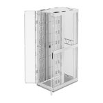 Vista del APC AR3358W2, un armario rack de 52U blanco, ideal para centros de procesamiento de datos