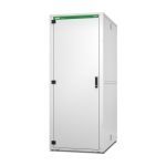 Armario rack blanco de 42U fabricado por APC, SKU AR5340, ideal para centros de datos y servidores con diseño independiente