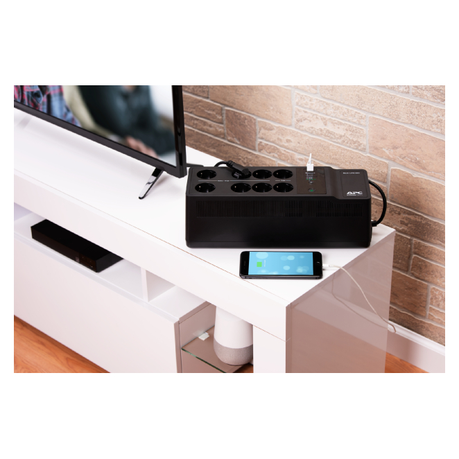 APC BE850G2-GR sistema de alimentación ininterrumpida (UPS) En espera (Fuera de línea) o Standby (Offline) 0,85 kVA 520 W 8 salidas AC 2 APC BE850G2-GR múltiple soporte de salidas AC