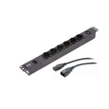 Unidad de distribución de energía APC EPDU1010B-SCH con 7 salidas AC y formato 1U en color negro. SKU: EPDU1010B-SCH.