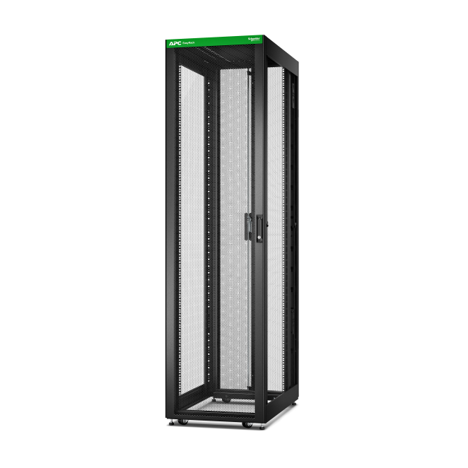 APC Easy Rack independiente de 48U en negro ideal para CPD APC Easy Rack 48U Rack independiente en color negro, perfecto para centros de datos y accesorios CPD. SKU: ER6800.