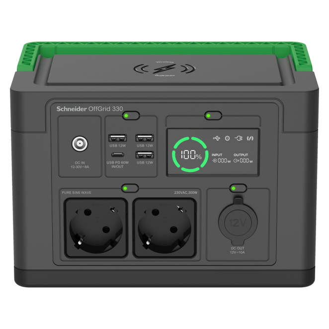 APC Estación de Energía Portátil de 531 W con Batería de Iones de Litio Vista de la estación de energía portátil APC modelo PPS330-GR, con capacidad de 531 W y peso de 3,3 kg, batería de iones de litio