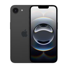 Apple iPhone 16e en color negro, pantalla de 6.1 pulgadas, 128 GB de almacenamiento, doble SIM, USB Tipo C y compatible con 5G. SKU: MD1Q4QL/A