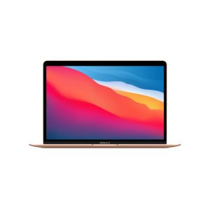 Vista frontal del Apple MacBook Air M1 con pantalla de 13.3 pulgadas en color oro, 8 GB de RAM y 256 GB SSD, SKU MGND3ZE/A