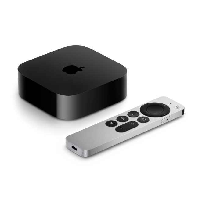Apple TV 4K Ultra HD con 64 GB Wifi en color Negro y Plata Apple TV 4K Ultra HD 64 GB Wifi en colores Negro y Plata, modelo MN873HY/A. Dispositivo de streaming de alta definición.