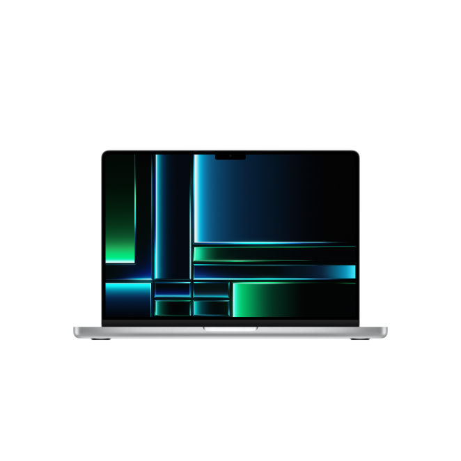 Apple MacBook Pro M2 Pro 14.2 pulgadas con Wi-Fi 6E y macOS Ventura Vista frontal del Apple MacBook Pro con chip M2 Pro, 16 GB de RAM, SSD de 512 GB, pantalla de 14.2 pulgadas y Wi-Fi 6E. SKU MPHH3ZE/A.