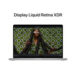 Vista frontal del Apple MacBook Pro con chip M2 Pro, 16 GB de RAM, SSD de 512 GB, pantalla de 14.2 pulgadas y Wi-Fi 6E. SKU MPHH3ZE/A.