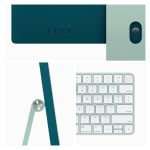 Apple iMac M3 con pantalla de 23.5 pulgadas, resolución 4480 x 2520, 8 GB de RAM, 512 GB SSD y macOS Sonoma en color verde. SKU: MQRP3Y/A.