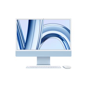 Apple iMac Todo en Uno con chip M3, pantalla 23.5 pulgadas, resolución 4480 x 2520 píxeles, 8 GB de RAM, SSD de 256 GB, color azul, SKU MQRQ3Y/A