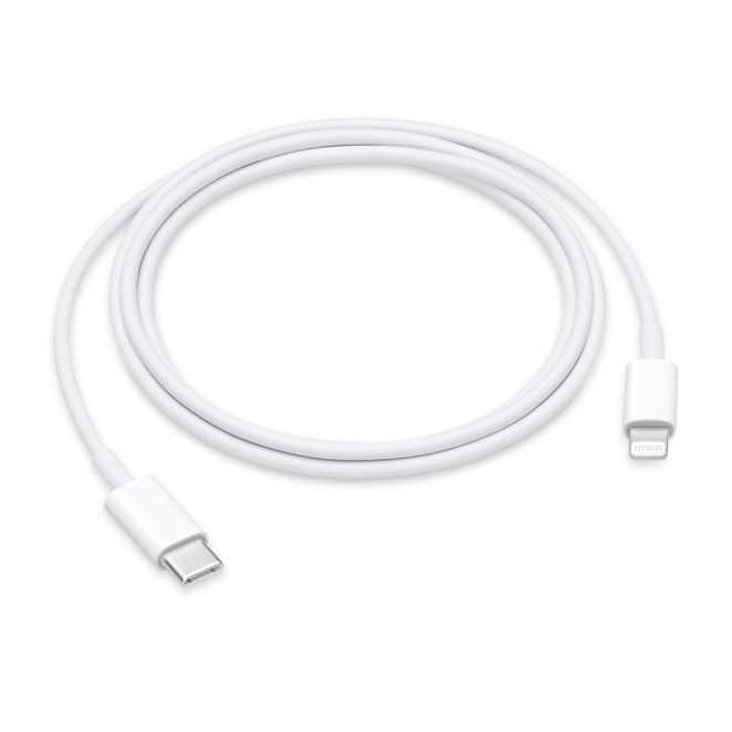 Apple Cable USB-C a Lightning 1 metro Cabo Apple MUQ93ZM/A de USB-C a conector Lightning de 1 metro de longitud, ideal para sincronización y carga de dispositivos.
