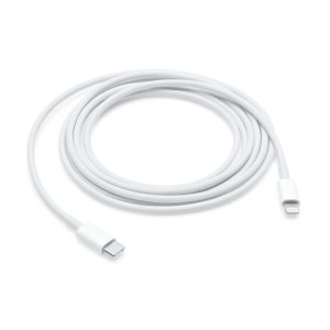 Apple cable de conector Lightning 2 metros en color blanco, modelo MW2R3ZM/A. Ideal para cargar y transferir datos en dispositivos Apple.