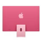 Vista frontal del Apple iMac todo en uno con procesador Apple M, pantalla de 23.5 pulgadas con resolución 4480 x 2520 píxeles, 16 GB de RAM, 256 GB SSD y macOS, color rosa. SKU: MWUG3Y/A
