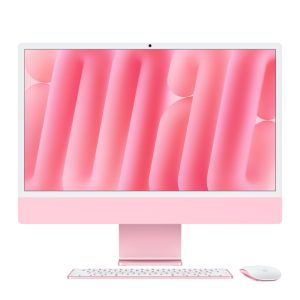 Apple iMac 23.5 pulgadas con procesador M4, pantalla 4480 x 2520 pixeles, 16 GB RAM, 512 GB SSD, macOS Sequoia y Wi-Fi 6E en color rosa. SKU: MWV53Y/A