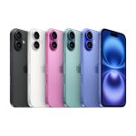 Imagen del Apple iPhone 16 en color blanco, 128GB, pantalla de 6.1 pulgadas, con doble SIM, iOS 18 y conectividad 5G. SKU: MYE93QL/A