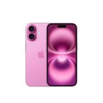 Apple iPhone 16 en color rosa, pantalla de 6.1 pulgadas, doble SIM, iOS 18, conectividad 5G, USB Tipo C, 128 GB de almacenamiento. SKU: MYEA3QL/A
