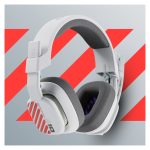 ASTRO Gaming A10 Headset in grey and green, featuring a 3.5mm jack, a flip-to-mute microphone and SKU 939-002052