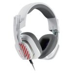 ASTRO Gaming A10 Headset in grey and green, featuring a 3.5mm jack, a flip-to-mute microphone and SKU 939-002052