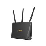 Imagen del router inalámbrico ASUS RT-AC2400 con capacidad Gigabit Ethernet, tribanda (2,4 GHz/5 GHz/5 GHz) y color negro. SKU: 90IG00WW-BU2G00