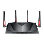 Router ASUS DSL-AC88U inalámbrico, Gigabit Ethernet, doble banda 2,4 GHz y 5 GHz, color negro y rojo. SKU: 90IG02W1-BM3G10